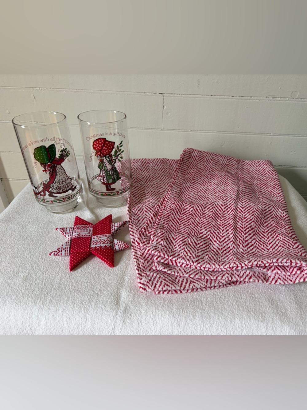 Vintage Coca Cola Hobby Hobby Glasses Tumblers with new kitchen towels